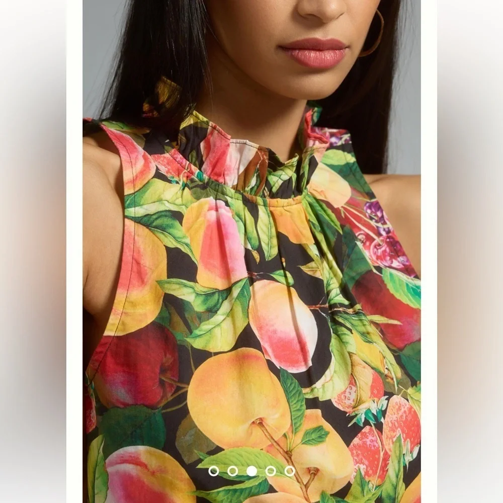 Anthropologie NWT Maeve Poplin Ruffle-Neck Halter Tank size XXS. - Picture 4 of 7